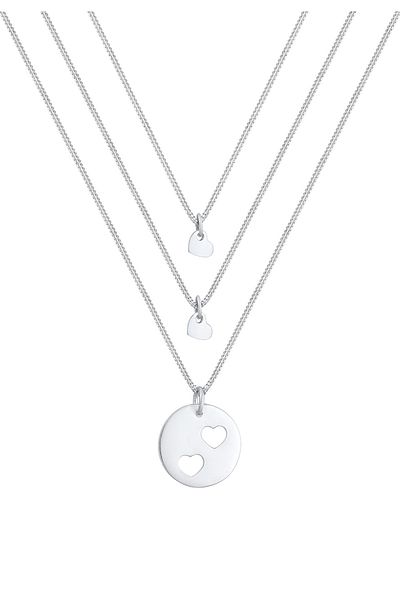 ELLI Schmuckset Ketten Trio Herz Mutter Kind Cut Out 925er Silber
