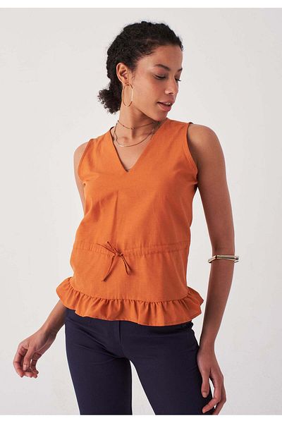Herita Ärmellose Bluse mit V-Ausschnitt