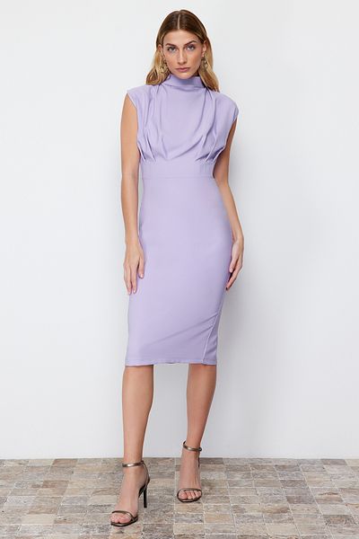 Trendyol Collection Φόρεμα με γιακά Λιλά Μίντι Μολύβι Φούστα - TWOAW20EL0311