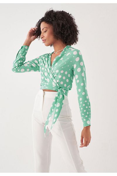 Herita Bluse mit langen Ärmeln und Bindeband