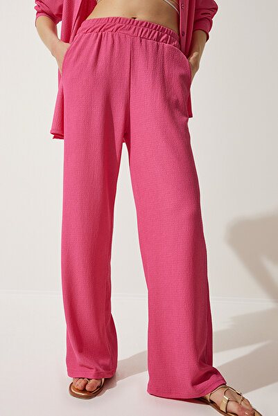 Happiness İstanbul Women's Pink Comfortable Knitted Shirt Pants Set KH00090