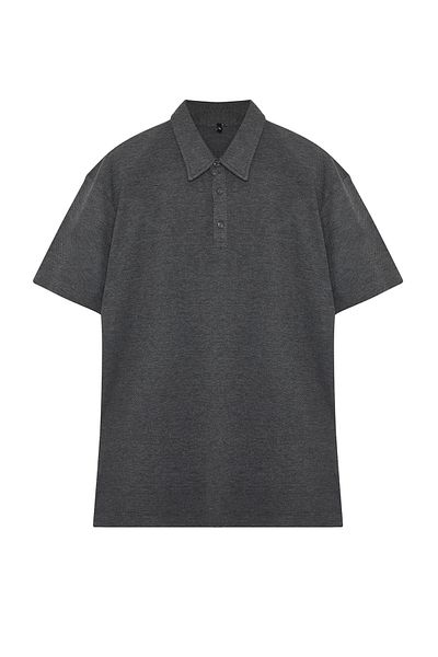 Trendyol Collection Nadměrná velikost Antracitové tričko Regular/Normal Cut Textured Polo Collar Tričko TMNSS24PO00041