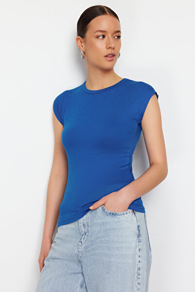 Trendyol Collection Bluză tricotată elastică Saks Premium, vâscoasă/moale, pe corp, cu mânecă lunară TWOSS23BZ00992