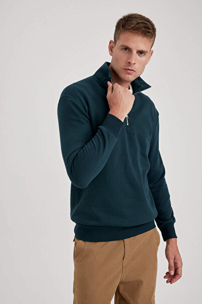 DeFacto Men's Sweatshirt Dark Green X7405Az/Gn1079