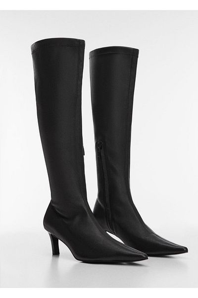 MANGO Woman Lederstiefel mit Kitten-Absatz