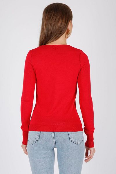 ALCHON V-Neck Long Sleeve Solid Color Fit Cut Summer Knitwear Blouse