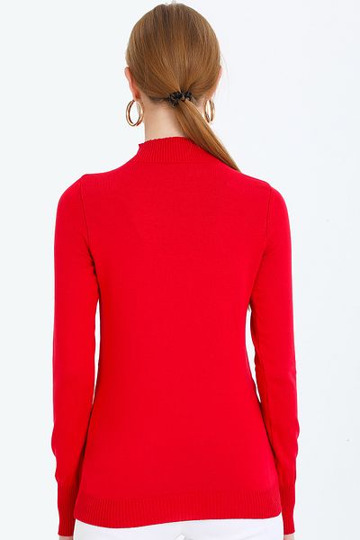 ALCHON Half Turtleneck Long Sleeve Solid Color Fit Cut Summer Stretchy Knitwear Blouse
