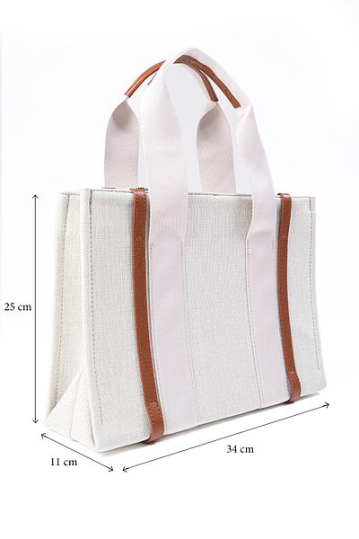 Mio Gusto Canvas Fabric Beige Color Women's Hand and Shoulder Bag with Fabric Strap