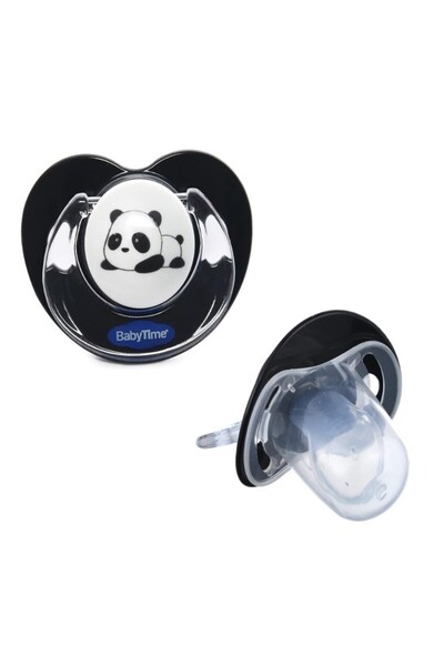 Babytime Emzik No.2 Silikon Damaklı Mat Gövde Koruyucu 6-18 Aylık (Siyah)