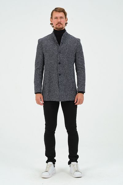 VALUE Μπλε Λευκό Ανδρικό Slim Fit Regular Cashmere Παλτό, Μπουφάν, Παλτό