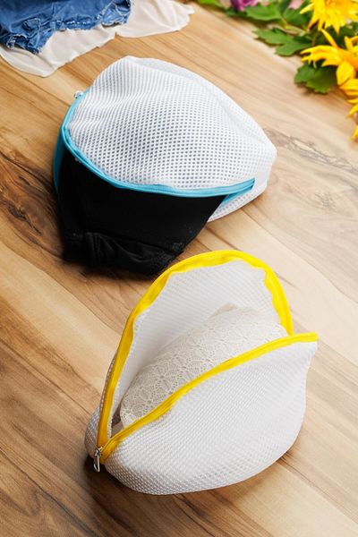 Hayveys 2-Piece Bra Underwear Socks Washing Net Zippered White Bag