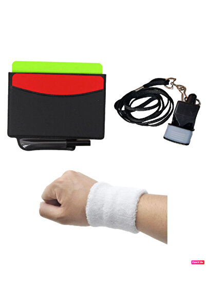 AVESSA 3' Lü Hakem Seti Maç Seti Dk-10 Siyah Düdük + Hk-100 Hakem Kartı (hakem Cüzdanı) + Havlu Bileklik