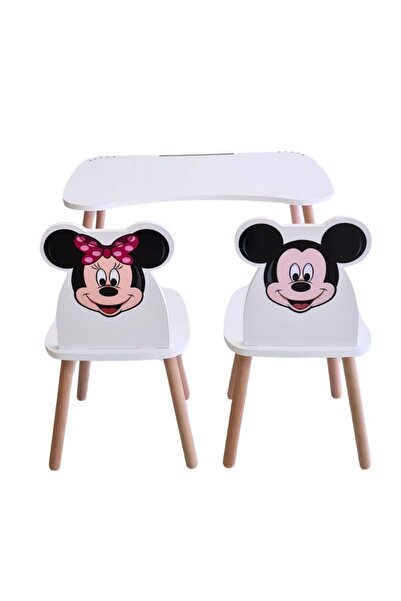 LİVA AHŞAP Çocuk Aktivite 1 Masa 2 Sandalye Takımı 4-12 Yaş Mickey Mouse Ve M...