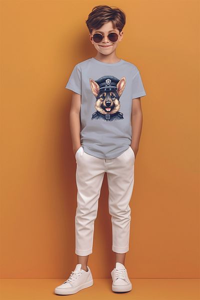 ADABEBEK Tricou pentru băieți cu imprimeu Police Puppy