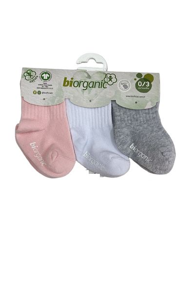 Biorganic Non-Slip Sole 3-Piece Baby Socks