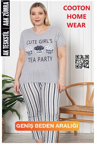 A&K ZÜMRA Women's Summer Combed Cotton Pajama Set Gray