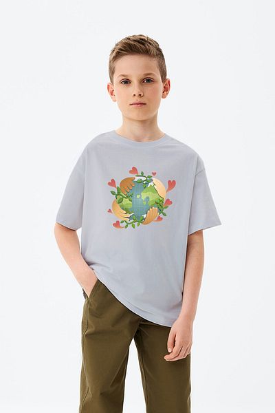 ADABEBEK Tricou personalizat pentru băieți, cu model mondial, imprimat manual și manual pentru 23 aprilie