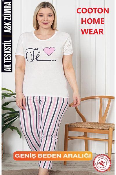 A&K ZÜMRA Women's Summer Combed Cotton Pajama Set Ecru