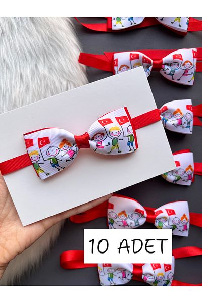 Toka Sepetim April 23 Boy's Bow Tie 10 Pieces Performance Bow Tie Flag Bow Tie