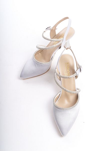 ELMANDO Heeled Shoes Silver Satin