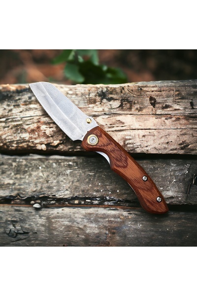 erkan sinan El Yapımı Cep Çakı Paslanmaz Çelik Kahverengi