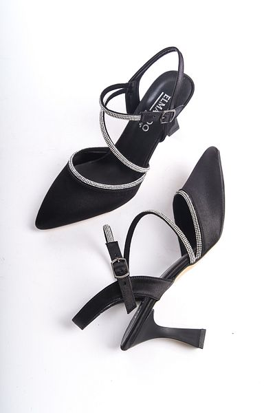 ELMANDO High Heels Black Satin