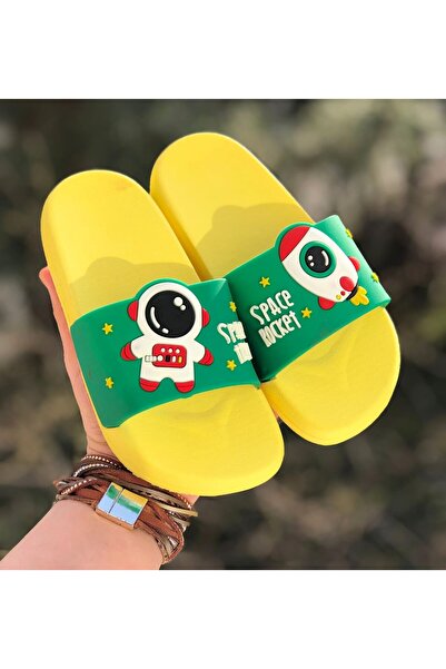 Pandalina Children's Slippers Astronaut Rocket Figured Non-Slip Sole Children's Beach Sea Pool Bathroom Slippers