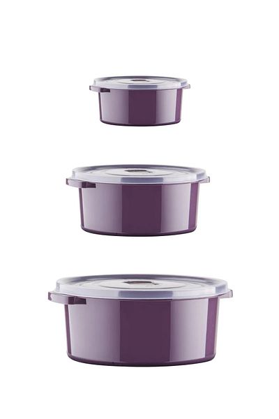 NY HOME Round 6-Piece Plum Storage Container Set That Can Be Used in Microwave and Freezer