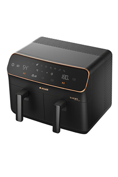 Arçelik Airfryer, Çift Hazneli 2400 W 9 Porgramlı 8,5 Lt Sıcak Hava Fritözü, Siyah