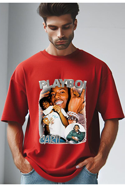 Vordevia Play Boi Štampano Crvena Oversize kroj Majica