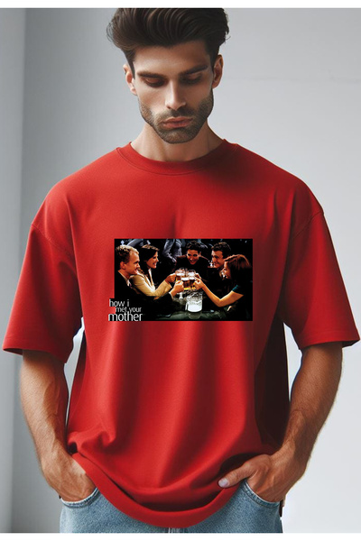 Vordevia Kako upoznajem vašu majku Štampano Crvena Oversize kroj majica