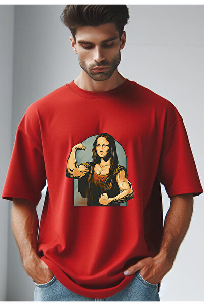 Vordevia Mona Lisa Gym Atlet Štampano Crvena Oversize kroj Majica