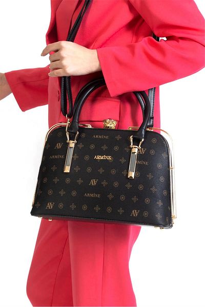 Armine 339 Women's Shoulder Bag Black Printed