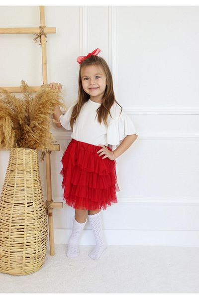 Elidabutik 23 April / 29 October Ceremony Red Tutu Skirt Back Cross Detail Set