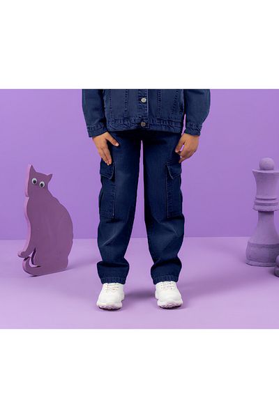 DMB BOYS & GIRLS Boys' Cargo Pocket Jeans - Waist Adjustable Denim Trousers