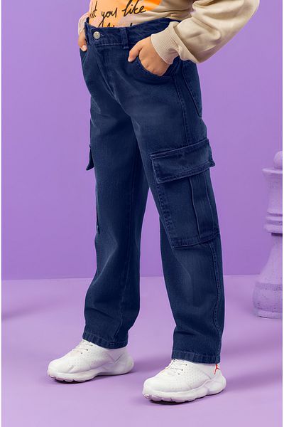 DMB BOYS & GIRLS Boys' Cargo Pocket Jeans - Waist Adjustable Denim Trousers