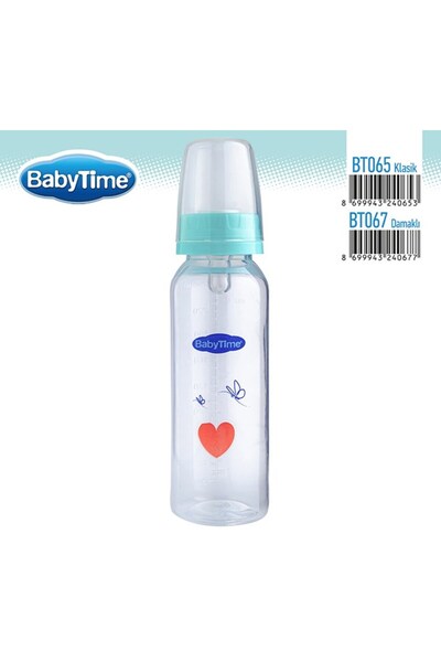 Babytime BT067 Silikon Damaklı PP Biberon No.1 (0-6 Aylık) 250 Ml - Su Yeşili