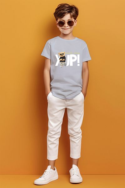 ADABEBEK Just Say Yupi Written Teddy Bear Printed T-shirt για αγόρι