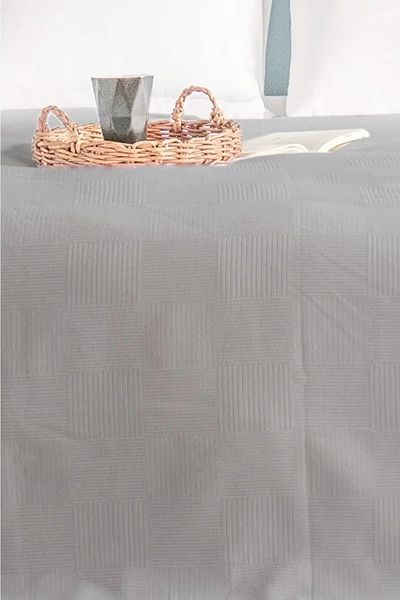 MELONIE Gray Checkerboard Patterned Single Pique - Checkered Hotel Pique 160x230