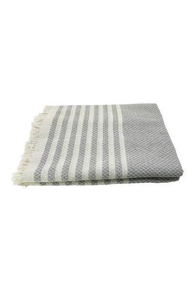 MELONIE Knitted Patterned Fringed Single Duvet Cover 170x220 Cm