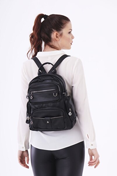 MARK JACKSON Bagson Kadın Çok Gözlü Sırt Çantası Yıkama Deri Stcc01114 37x30x17 Cm Cty-lbn-404