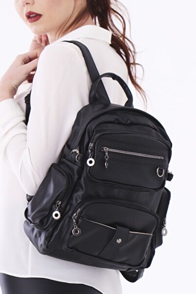 MARK JACKSON Bagson Kadın Çok Gözlü Sırt Çantası Yıkama Deri Stcc01114 37x30x17 Cm Cty-lbn-404
