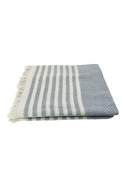 MELONIE Knitted Patterned Fringed Single Pique 170x220 cm