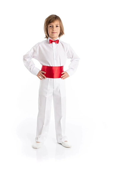 NOBLE STORE بدلة عرض للأولاد قميص وسروال وحزام خصر وربطة عنق nblıjg