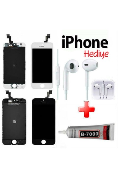 Beruflic Apple İphone 5S Lcd Ekran Dokunmatik Oled Siyah Montaj Kiti Hediye