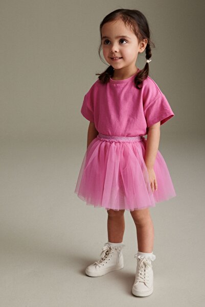 Next Baby Cotton Pink T-shirt Tutu Skirt Top and Bottom Set