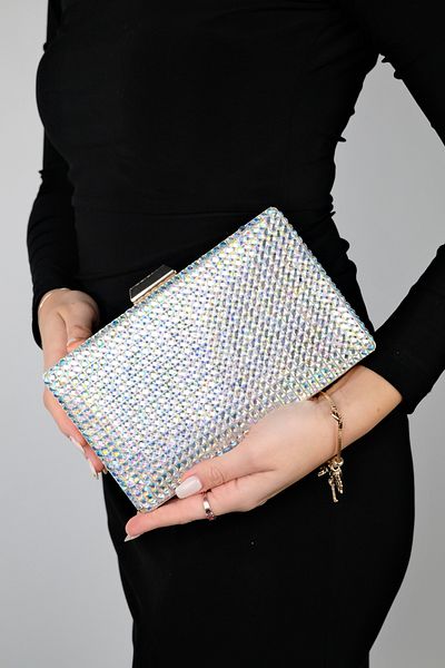 LuviShoes GOMEDA Abendtasche für Damen mit quadratischem Stein, goldfarben