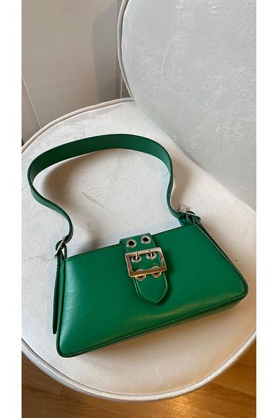 Mercan Stores Buckle Detailed Studded Hand and Shoulder Bag