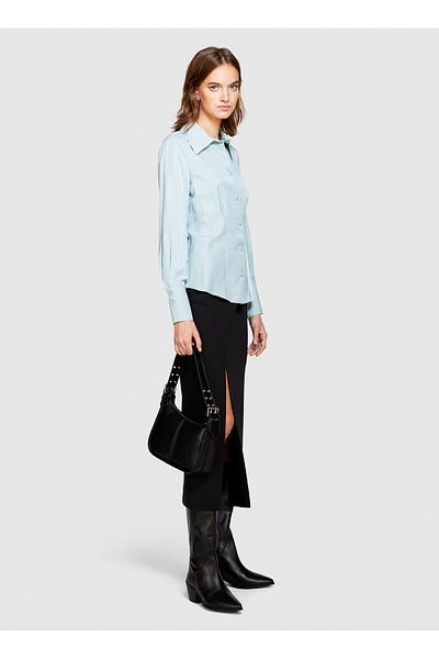 Sisley Γυναικείο πουκάμισο Water Green - Κανονικός γιακάς, 54YTLQ05J