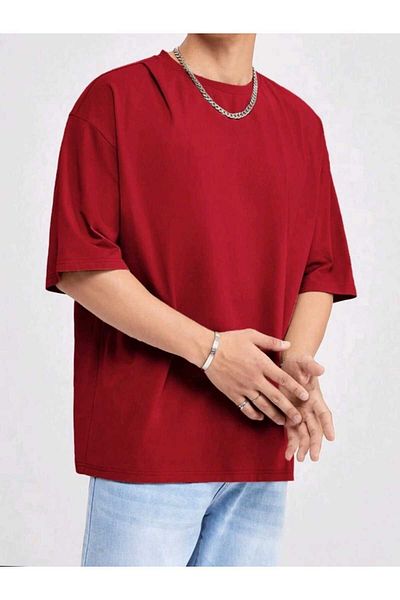 WOODROFFE Men's Plain Basic Oversize Casual T-shirt Unisex Boyfirend